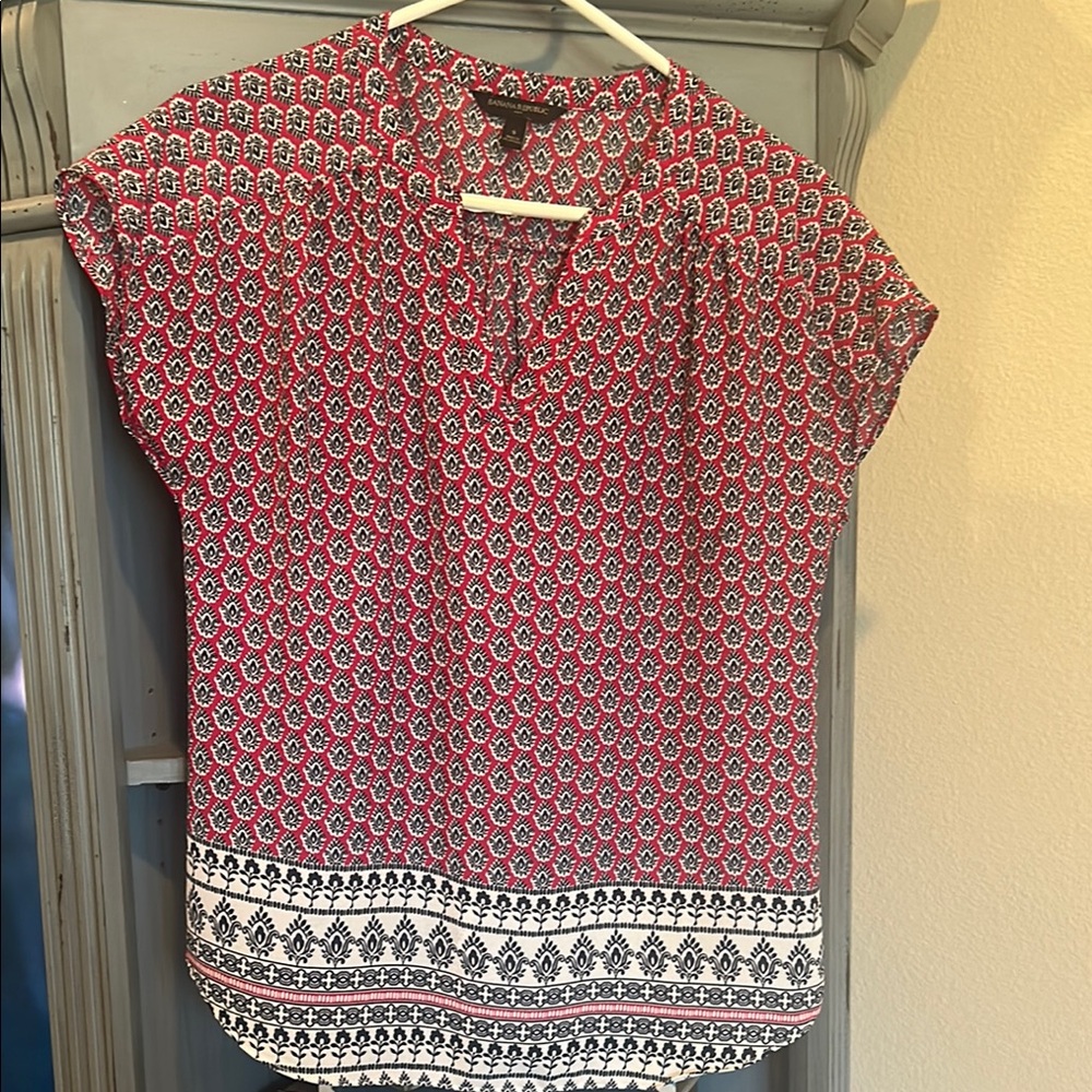 Banana Republic Patterned Pink and Navy Women's Top